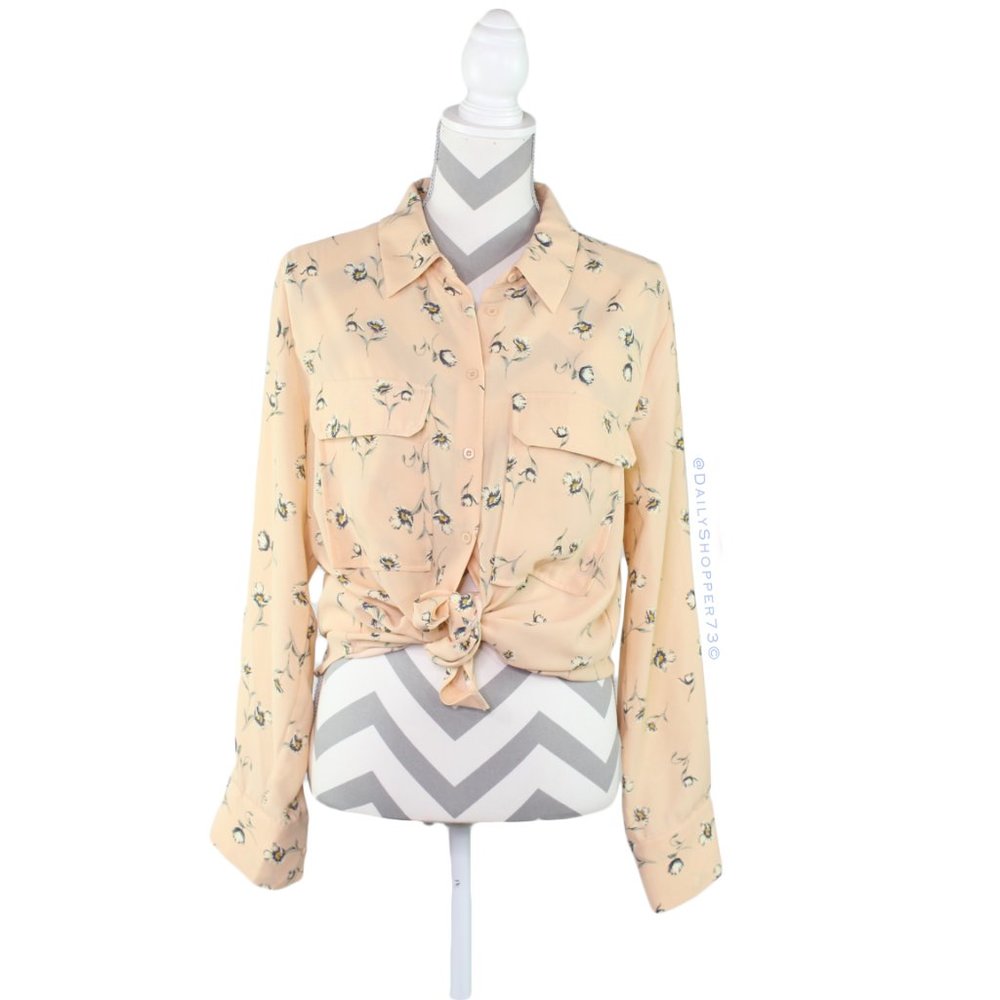Elodie Peach Floral Button Up Shirt